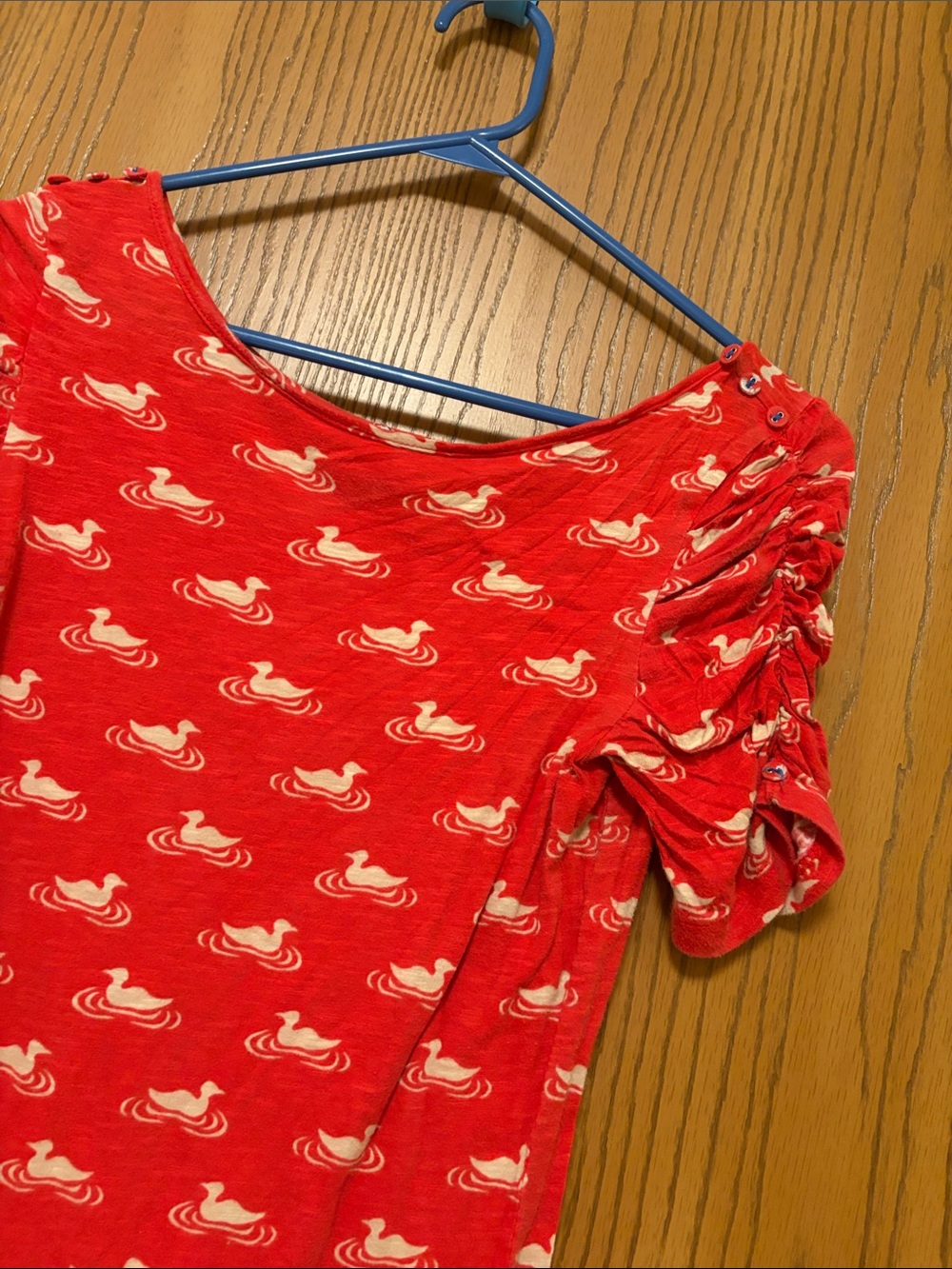 Anthropologie Duck-Print Women's Short Sleeve Top